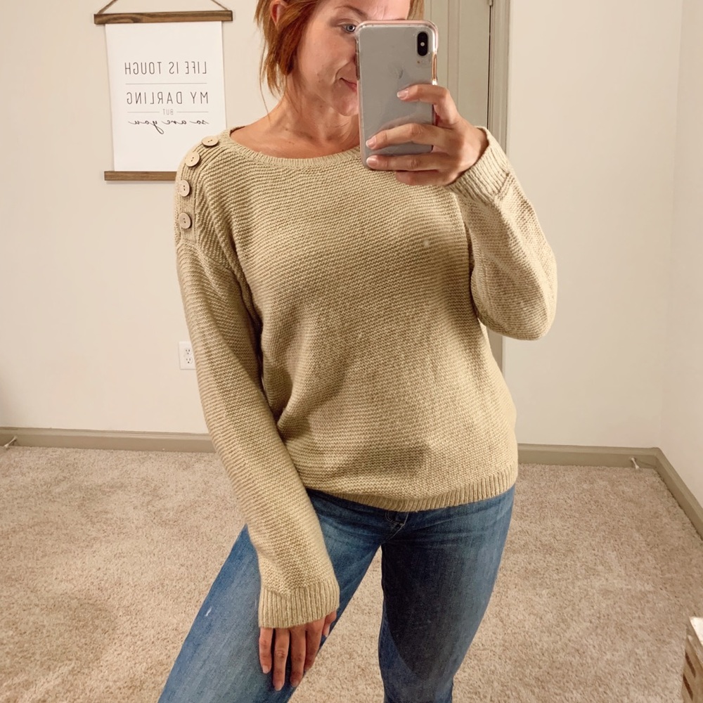 Gold Knit Sweater with Buttons